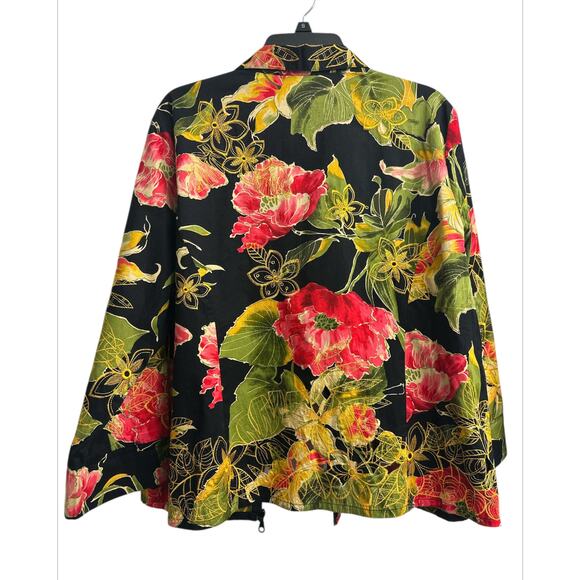 TRENZ WOMAN by Theresa Renz Floral Embroidery Cutout Zip Up Blazer Plus Size 1X - Picture 5 of 9